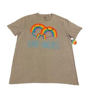 Mad Engine Gray‎ Love Unites Happy Rainbow Short Sleeve Tee Sz 2X NWT